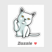 Sticker FU chat drôle geste de main rude (Feuille)