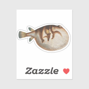 Sticker Fugu à l'illustration Vintage