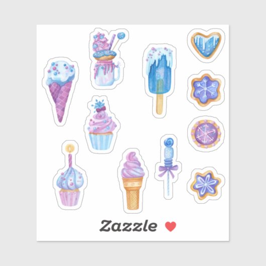 Sticker Fun Blue et Purple Frozen Sweets Bundle (Feuille)