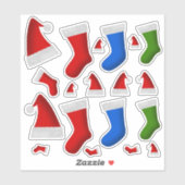 Sticker Fun Christmas Stockings & Christmas Santa Hats (Feuille)