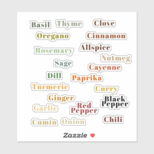 Sticker Fun Colorful Populaire Épices de cuisine