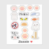 Sticker Fun Cute adorable rose Chat chaton chaton chaton P (Feuille)