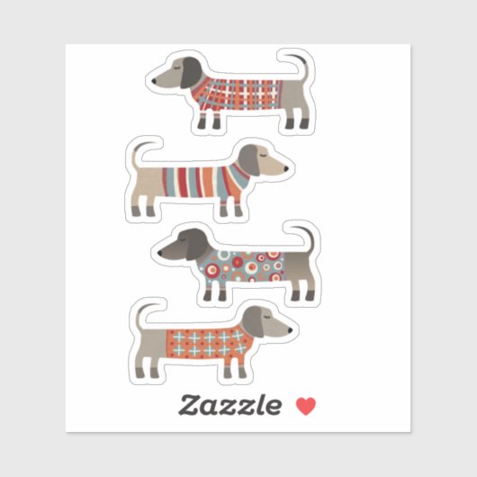 Sticker Fun Dachshund Wiener Sauser Chien (Feuille)