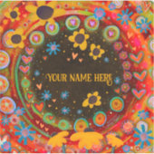 Sticker Fun Daisy Personnalisé Carré Inspirivity (Devant)