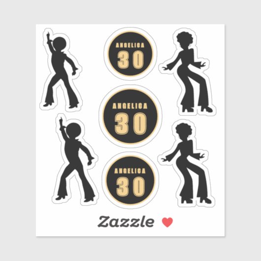 Sticker Fun Disco Anniversaire personnalisé (Feuille)