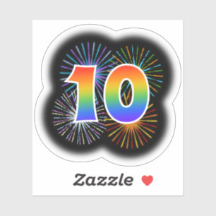 Sticker Fun Fireworks + Rainbow Motif "10" N° d'événement
