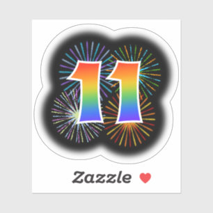 Sticker Fun Fireworks + Rainbow Motif "11" Event #