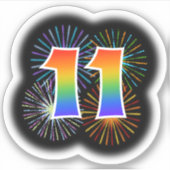 Sticker Fun Fireworks + Rainbow Motif "11" Event # (Devant)
