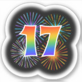 Sticker Fun Fireworks + Rainbow Motif "17" N° d'événement (Devant)