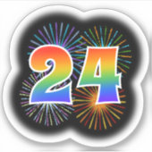 Sticker Fun Fireworks + Rainbow Motif "24" N° d'événement (Devant)