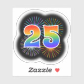 Sticker Fun Fireworks + Rainbow Motif "25" N° d'événement (Feuille)