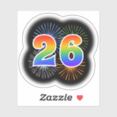Sticker Fun Fireworks + Rainbow Motif "26" N° d'événement (Feuille)