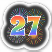Sticker Fun Fireworks + Rainbow Motif "27" N° d'événement (Devant)