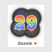 Sticker Fun Fireworks + Rainbow Motif "29" N° d'événement (Feuille)