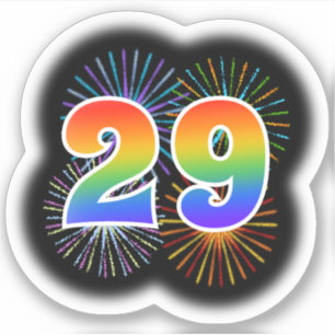 Sticker Fun Fireworks + Rainbow Motif "29" N° d'événement