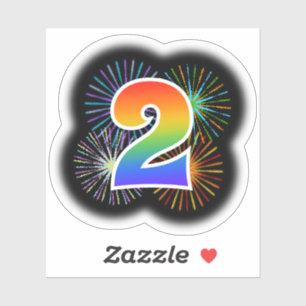 Sticker Fun Fireworks + Rainbow Motif "2" N° d'événement