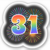 Sticker Fun Fireworks + Rainbow Motif "31" N° d'événement (Devant)