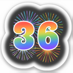 Sticker Fun Fireworks + Rainbow Motif "36" N° d'événement