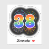 Sticker Fun Fireworks + Rainbow Motif "38" N° d'événement (Feuille)