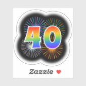 Sticker Fun Fireworks + Rainbow Motif "40" N° d'événement (Feuille)