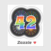 Sticker Fun Fireworks + Rainbow Motif "42" N° d'événement (Feuille)