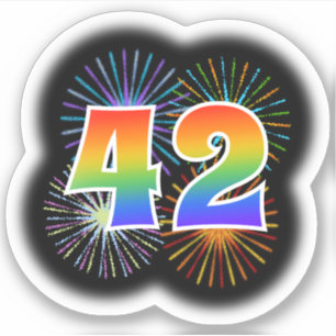 Sticker Fun Fireworks + Rainbow Motif "42" N° d'événement