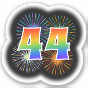 Sticker Fun Fireworks + Rainbow Motif "44" N° d'événement