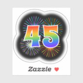 Sticker Fun Fireworks + Rainbow Motif "45" N° d'événement (Feuille)