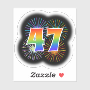 Sticker Fun Fireworks + Rainbow Motif "47" N° d'événement