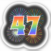 Sticker Fun Fireworks + Rainbow Motif "47" N° d'événement (Devant)