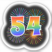 Sticker Fun Fireworks + Rainbow Motif "54" N° d'événement (Devant)