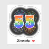 Sticker Fun Fireworks + Rainbow Motif "55" N° d'événement (Feuille)