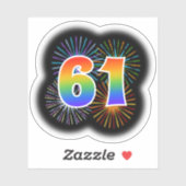Sticker Fun Fireworks + Rainbow Motif "61" N° d'événement (Feuille)