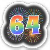 Sticker Fun Fireworks + Rainbow Motif "64" N° d'événement (Devant)
