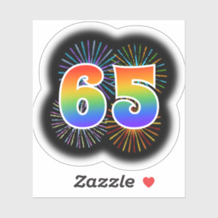 Sticker Fun Fireworks + Rainbow Motif "65" N° d'événement