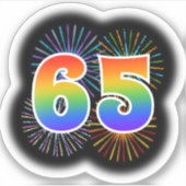 Sticker Fun Fireworks + Rainbow Motif "65" N° d'événement (Devant)