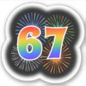 Sticker Fun Fireworks + Rainbow Motif "67" N° d'événement (Devant)