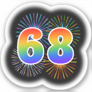 Sticker Fun Fireworks + Rainbow Motif "68" N° d'événement