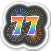 Sticker Fun Fireworks + Rainbow Motif "77" N° d'événement (Devant)
