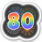 Sticker Fun Fireworks + Rainbow Motif "80" N° d'événement (Devant)