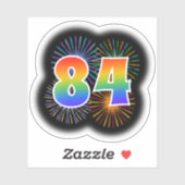 Sticker Fun Fireworks + Rainbow Motif "84" N° d'événement (Feuille)