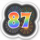 Sticker Fun Fireworks + Rainbow Motif "87" N° d'événement (Devant)