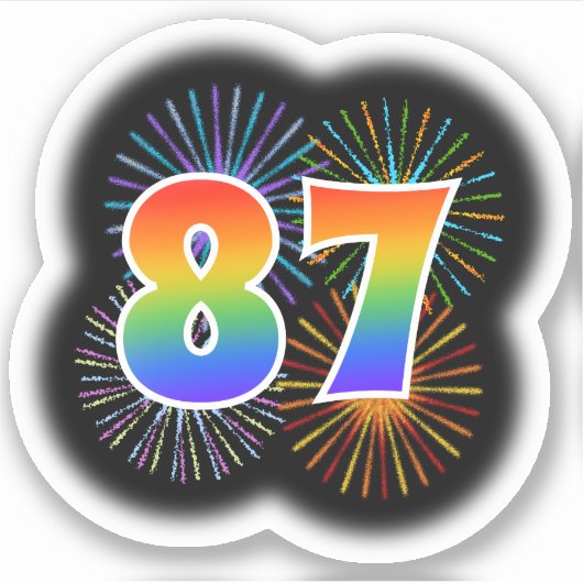 Sticker Fun Fireworks + Rainbow Motif "87" N° d'événement (Devant)