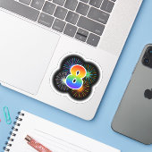Sticker Fun Fireworks + Rainbow Motif "8" N° d'événement (Ordinateur portable avec iPhone)