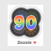 Sticker Fun Fireworks + Rainbow Motif "90" N° d'événement (Feuille)