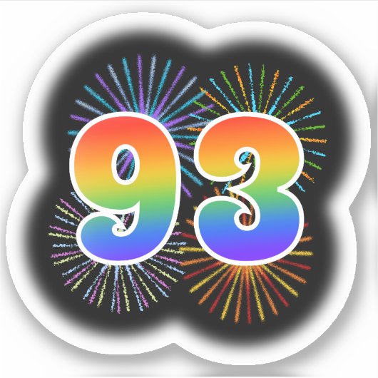 Sticker Fun Fireworks + Rainbow Motif "93" N° d'événement (Devant)