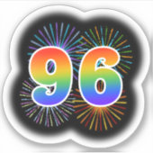 Sticker Fun Fireworks + Rainbow Motif "96" N° d'événement (Devant)