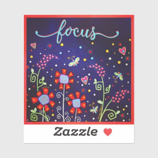 Sticker Fun Fleur sauvage mignon libellules Focus un mot (Feuille)