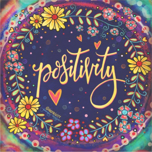 Sticker Fun Floral Positivity Noir Moderne (Devant)