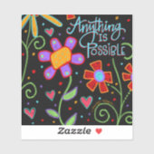 Sticker Fun Floral Tout est possible Noir tendance (Feuille)